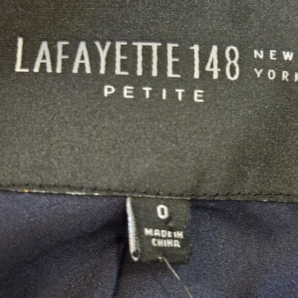 NEW Lafayette 148 Womens sz 0 Petite 0P Stretch Wool Single Button Blazer Blue - Picture 13 of 15